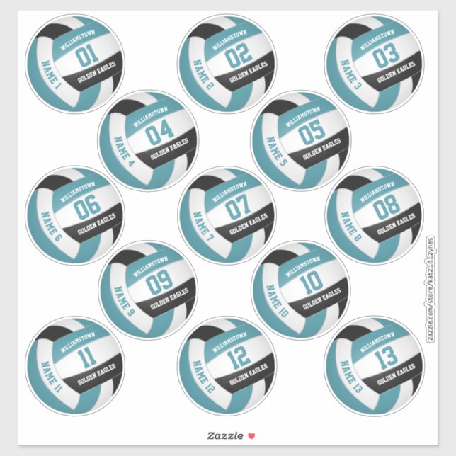 Adesivo teal black 13 jogadores personalizados nomeiam vol (Folha)