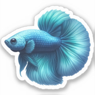 Adesivo Teal Blue Betta Fish