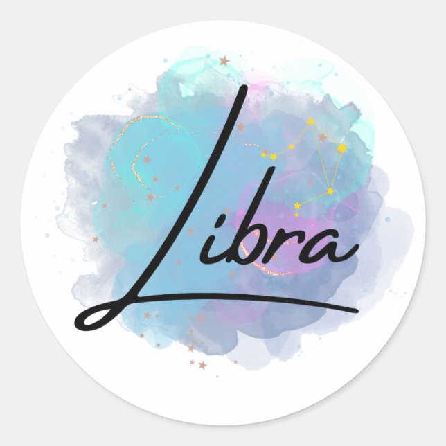 Adesivo Teal Blue Galaxy Libra Zodiac Constelação (Frente)