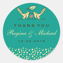 Adesivo Teal Blue Love Doodle Wedle Favor Sticker