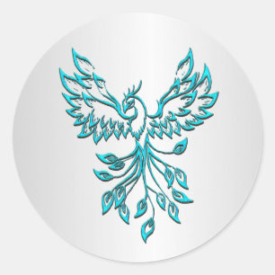 Adesivo Teal Blue Phoenix com nome em prata