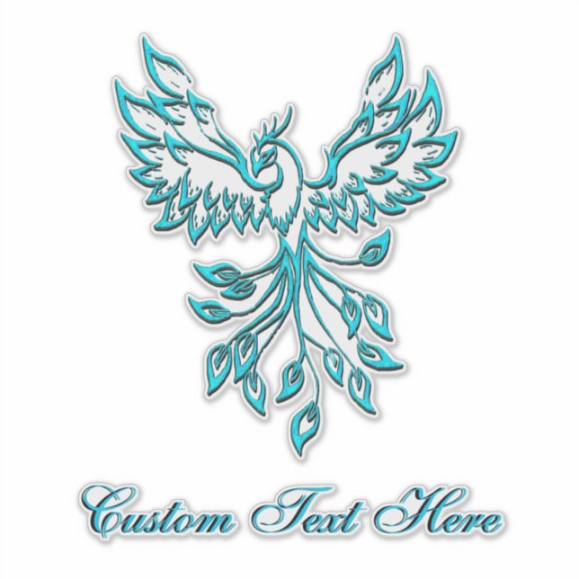 Adesivo Teal Blue Phoenix com texto personalizado (Frente)