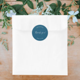 Adesivo Teal Blue Stylized Wedding Obrigado