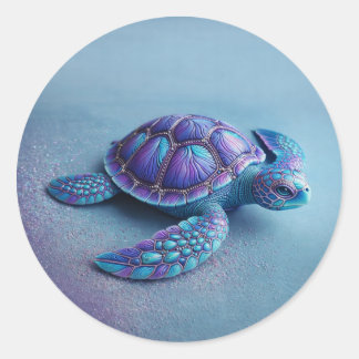 Adesivo teal blue Turtle – Minimal Ocean Animal Gift