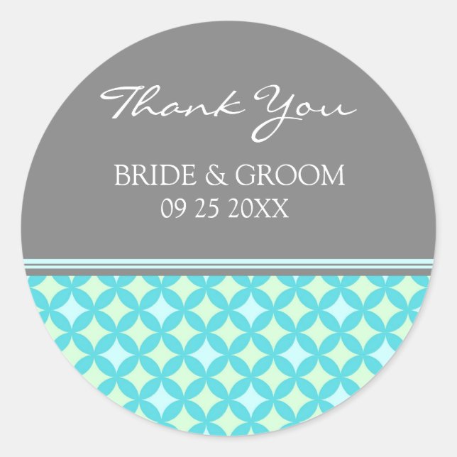 Adesivo Teal Cinza Mint Obrigado A Senha De Casamento (Frente)