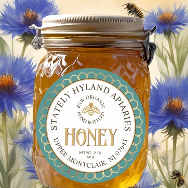 Adesivo Teal Dourado Honey Honeycomb Border and Bee (Criador carregado)