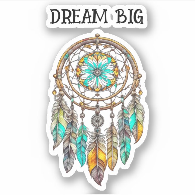 Adesivo Teal e Brown Dreamcatcher | Grandes Sonhos (Frente)