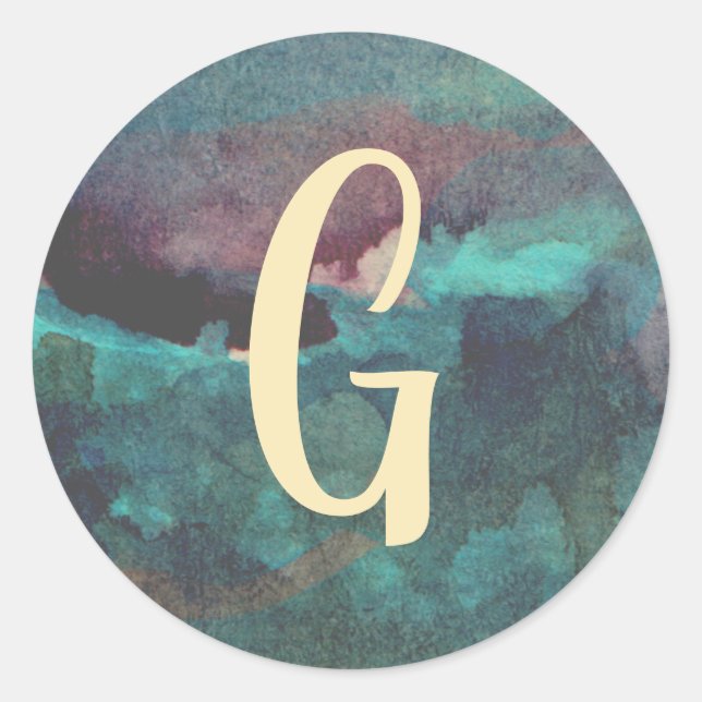 Adesivo Teal e Maroon Monograma Aquarela (Frente)