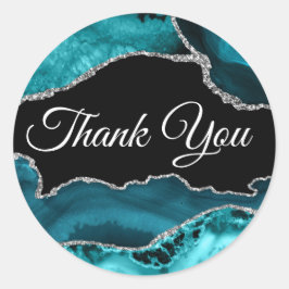 Adesivo Teal e Prata Agate Obrigado
