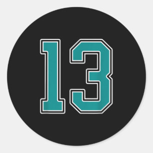 Adesivo Teal E White Número 13 Do Jérsei Jogador Uniforme