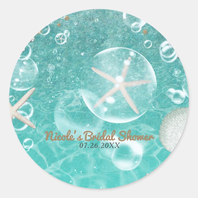 Adesivo Teal Encantado Sea Starfish & Bubbles Partido Favo (Frente)