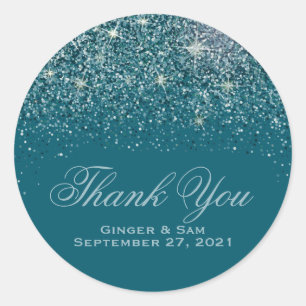 Adesivo Teal Glitter Obrigado Stickers