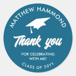 Adesivo Teal Graduating Class Thank You Grad Cap