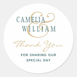 Adesivo Teal Green - Foto Dourada de casamento Obrigado Da