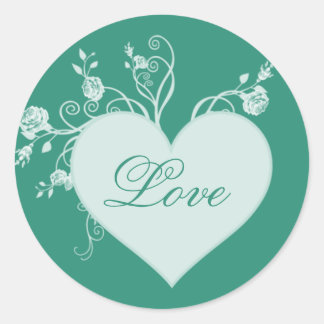 Adesivo Teal Green Heart e Rosas Love Stickers