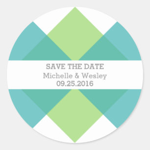Adesivo Teal Green Triad Geométrica Save the Date Stickers