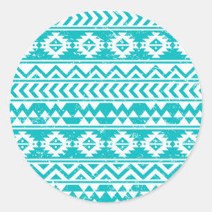 Adesivo Teal Grunge Aztec Padrão Tribal