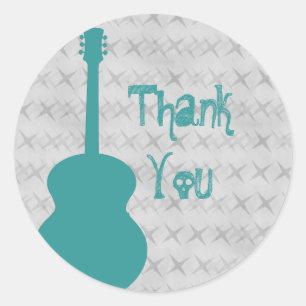 Adesivo Teal Guitar Grunge Obrigado Stickers