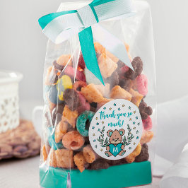 Adesivo Teal Heart Bear Themed Chá de fraldas Obrigado