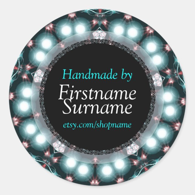 Adesivo Teal Jewels Mandala Artesanatos feitos à mão Etiqu (Frente)