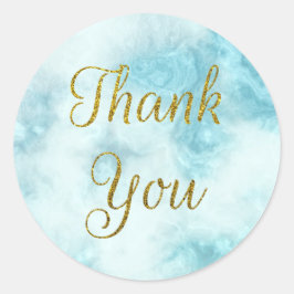 Adesivo Teal Marble e Dourado Obrigado Envelope Seal