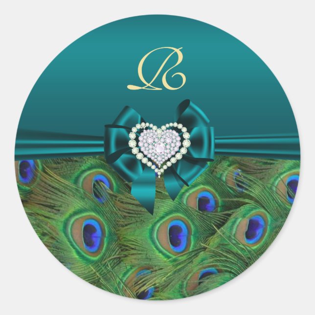 Adesivo Teal Peacock Wedding Gift Seal (Frente)