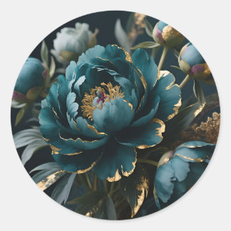 Adesivo Teal Peony Gold Luxe Botanical Bloom