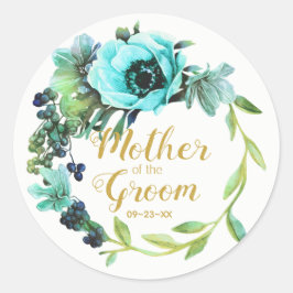 Adesivo Teal Peony Wreath Mãe do Groom ID456