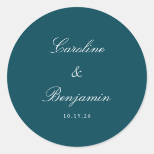 Adesivo Teal Personalizado De Casamento Elegante De Script