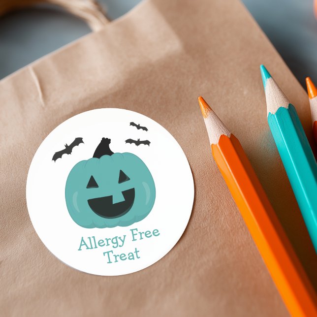 Adesivo Teal Pumpkin Alergia Livre (Teal Pumpkin Allergy Free Treat Stickers)