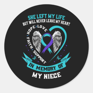 Adesivo Teal Purple Awarement Ribbon Niece Memoria