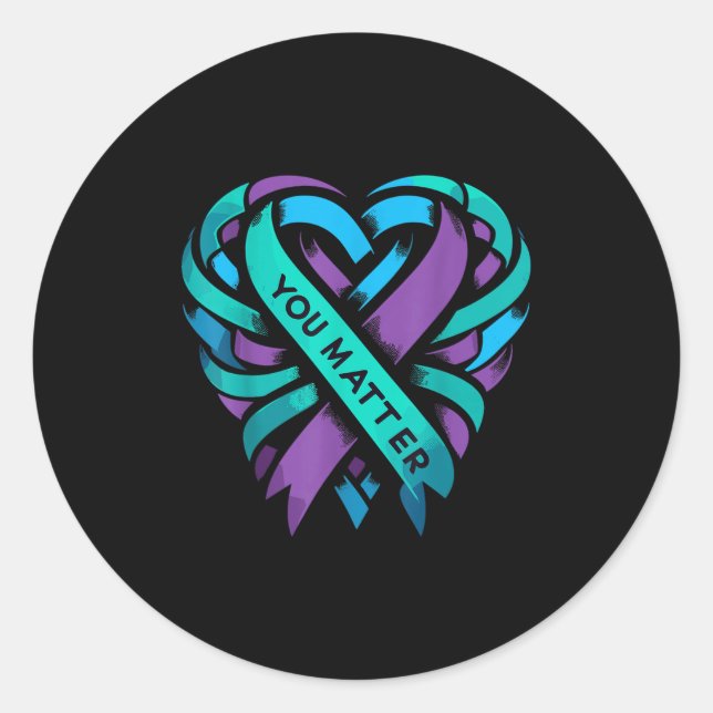 Adesivo Teal Purple Heart You Suicide Prevention Awareness (Frente)