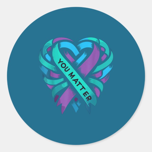 Adesivo Teal Purple Heart You Suicide Prevention Awareness (Frente)