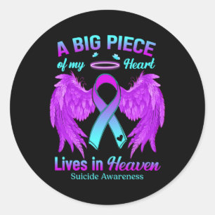 Adesivo Teal Purple Ribbon Angel Wing Suicídio Sensibiliza