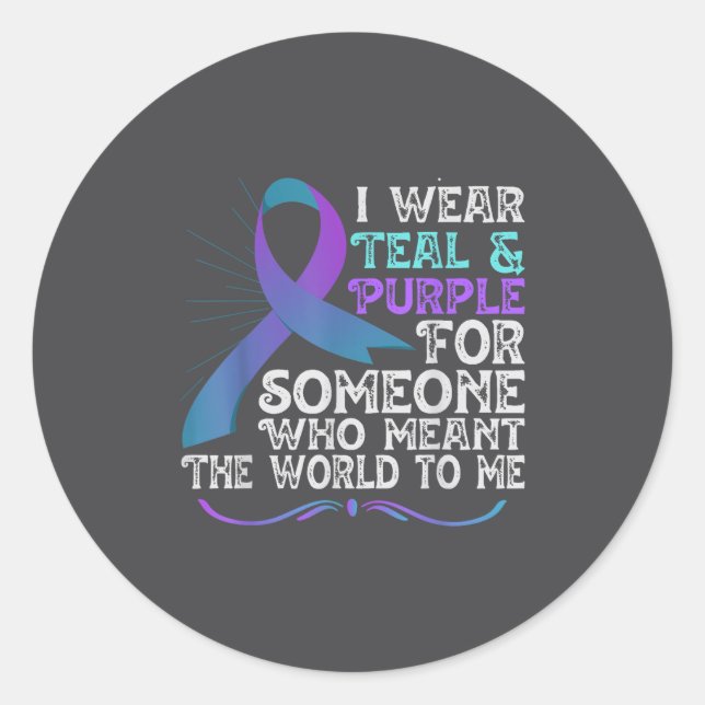 Adesivo Teal Purple Ribbon For Suicide Prevention Awarenes (Frente)