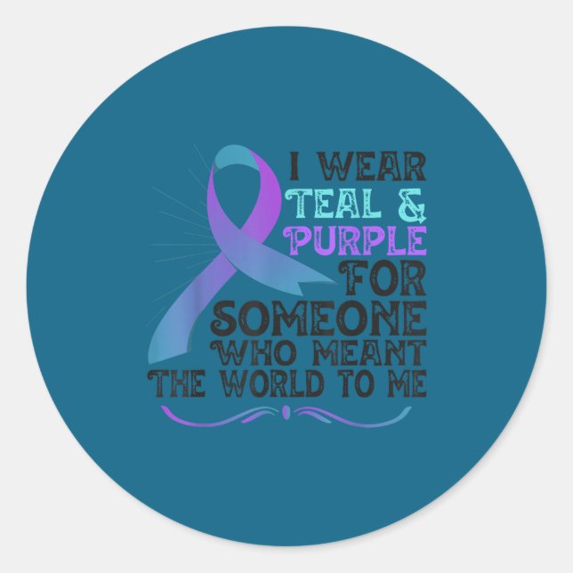 Adesivo Teal Purple Ribbon For Suicide Prevention Awarenes (Frente)