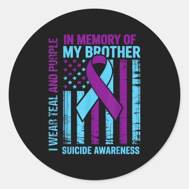 Adesivo Teal Purple Ribbon Suicide Awareness Flag Brother  (Frente)