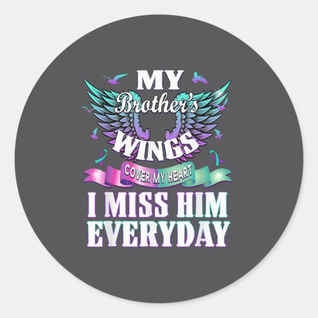 Adesivo Teal Purple Ribbon Suicide Awareness Flag I Miss M (Frente)