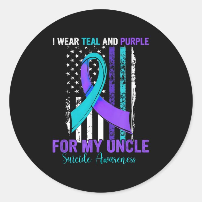 Adesivo Teal Purple Ribbon Suicide Awareness Flag Uncle  (Frente)