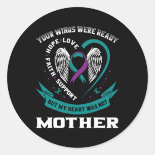Adesivo Teal Purple Ribbon Wings Sensibilização para o Sui