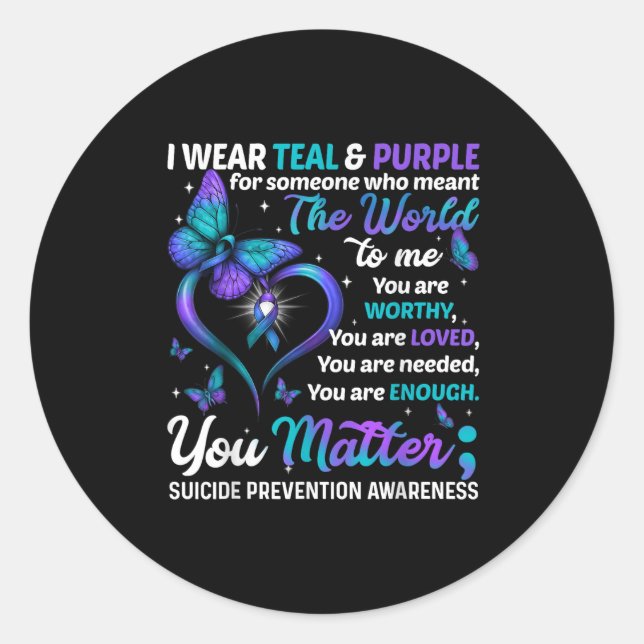 Adesivo Teal Purple You Suicide Prevention Awareness Month (Frente)