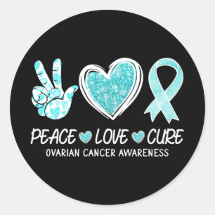 Adesivo Teal Ribbon Heart Peace Love Cure Câncer de ovário