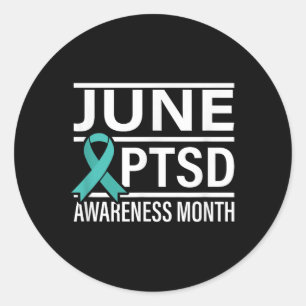 Adesivo Teal Ribbon June Ptsd Awarness Mês
