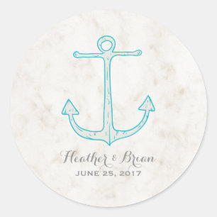Adesivo Teal Rustic Anchor Wedding