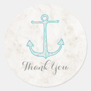 Adesivo Teal Rustic Anchor Weding Obrigado