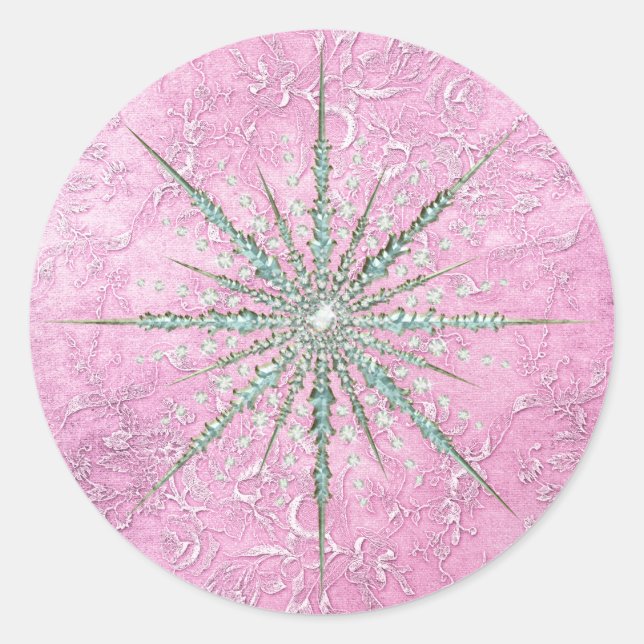 Adesivo Teal snowflake, chalé roxa, elegante vintage inver (Frente)