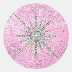 Adesivo Teal snowflake púrpura, elegante, inverno 