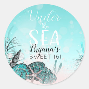 Adesivo Teal sob o Mar Shells Beach Sweet 16 Party