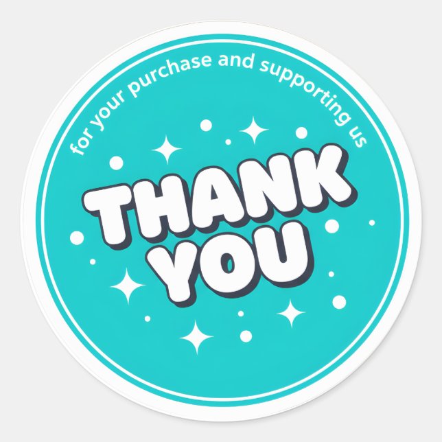 Adesivo Teal Stars Thank You Business Sticker (Frente)