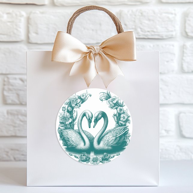 Adesivo Teal Swan Lake Wedding Favor Sticker (Elegant Wedding Favor Sticker)
